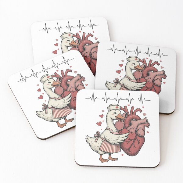 Item preview, Cute Nurse Goose Hugging Heart with ECG heartbeat Vintage designed and sold by CF_VintageDesign.
