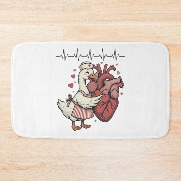 Item preview, Cute Nurse Goose Hugging Heart with ECG heartbeat Vintage designed and sold by CF_VintageDesign.