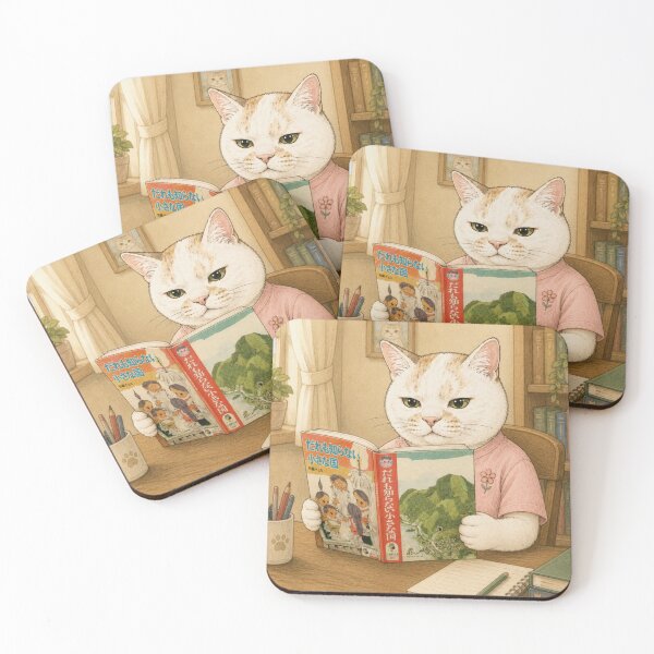 Item preview, Cat Reading a Japanese Children's Book designed and sold by Komatoya.