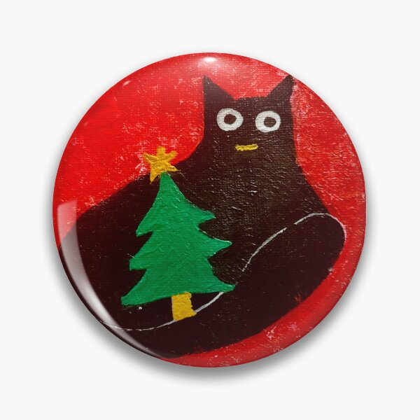 Item preview, Cute Black Cat with Christmas Tree Painting designed and sold by Colors by Ri.