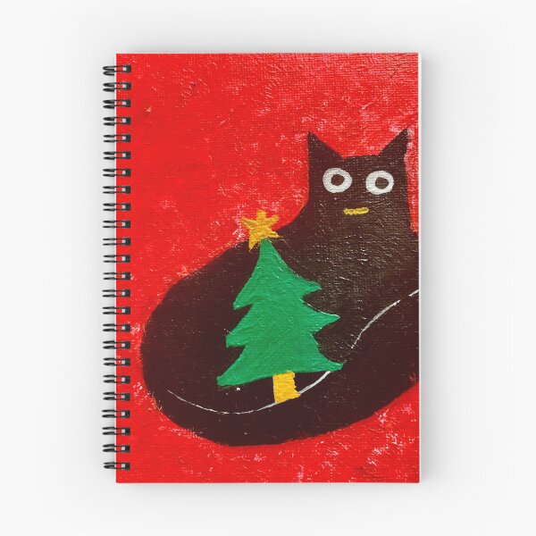Item preview, Cute Black Cat with Christmas Tree Painting designed and sold by Colors by Ri.