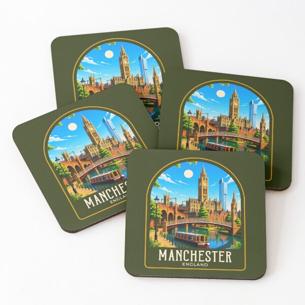 Item preview, Manchester Vintage Travel Illustration designed and sold by HomeLivingCo.
