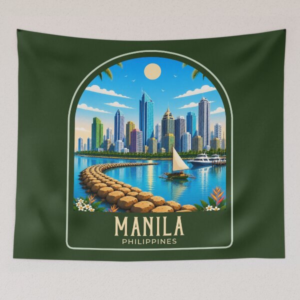 Item preview, Manila Vintage Travel Illustration designed and sold by HomeLivingCo.