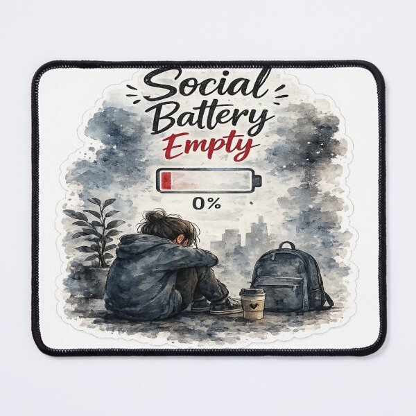 Item preview, Social Battery Empty Sticker designed and sold by Genzfirevibes.