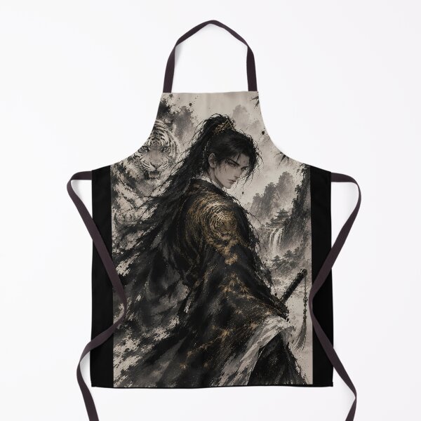 Item preview, Shadow Guardian | White Tiger & Wuxia Swordsman Ink Wash Art designed and sold by ManJiangHong.