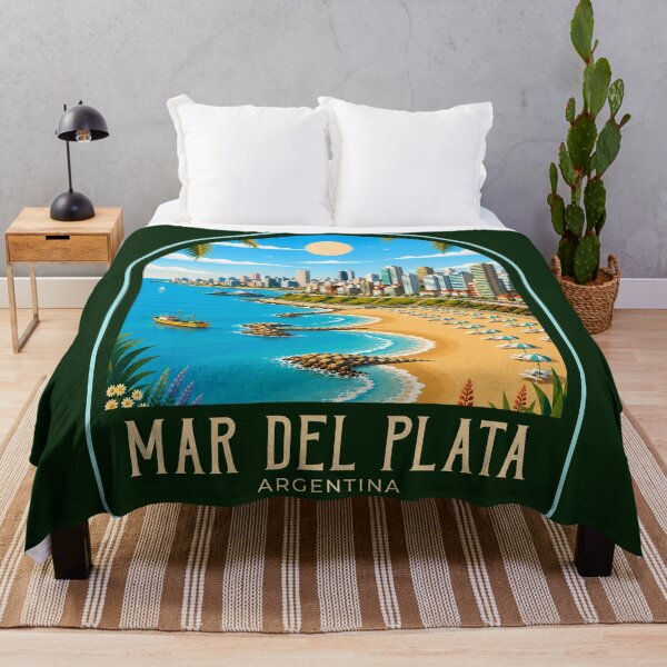 Item preview, Mar del Plata Vintage Travel Illustration designed and sold by HomeLivingCo.