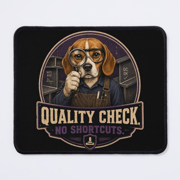 Item preview, Quality Check No Shortcuts Beagle Welding Inspector Vintage Design designed and sold by RusticMeadow.