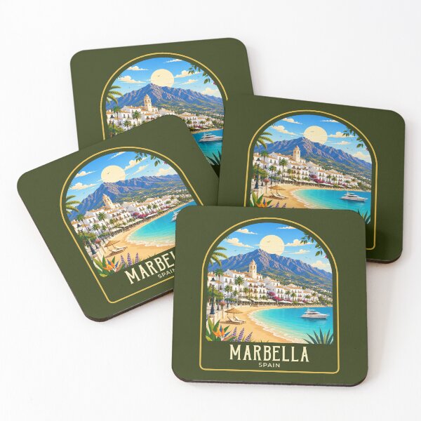 Item preview, Marbella Vintage Travel Illustration designed and sold by HomeLivingCo.