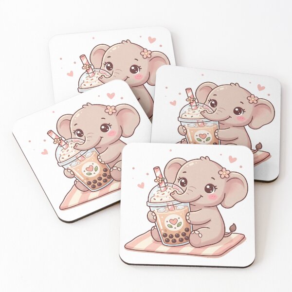Item preview, A Charming Elephant - Bubble Tea Cup Pastel Brown designed and sold by DigitfanStudio.