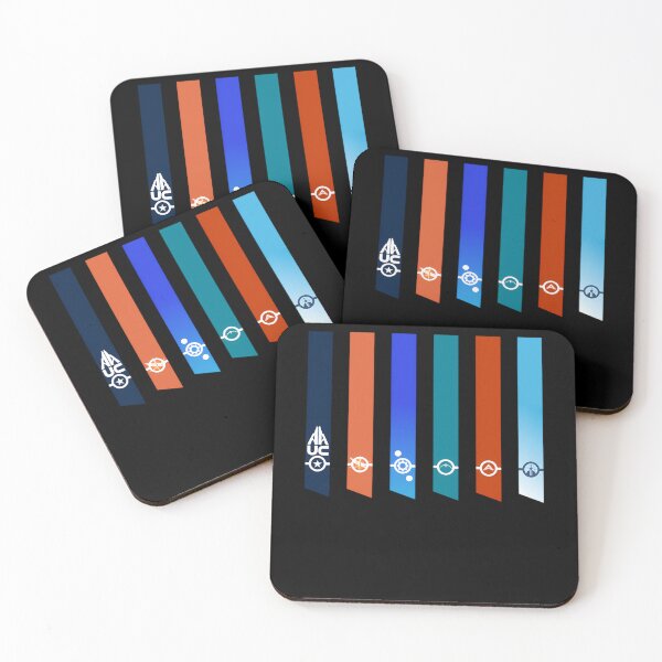 Aperçu de l'œuvre Six bannières verticales de couleurs distinctes en bleu foncé créée et vendue par nicetory.