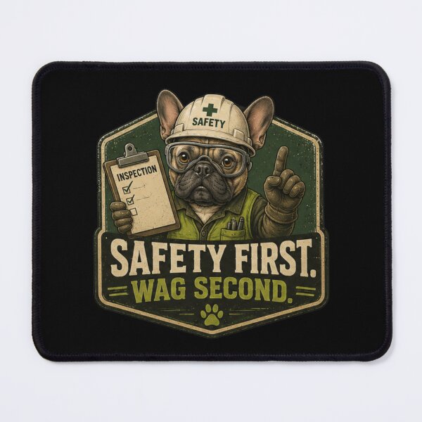 Item preview, Safety First Wag Second French Bulldog Welding Safety Inspector Vintage Design designed and sold by RusticMeadow.