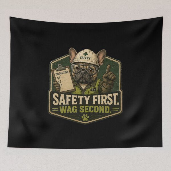 Item preview, Safety First Wag Second French Bulldog Welding Safety Inspector Vintage Design designed and sold by RusticMeadow.