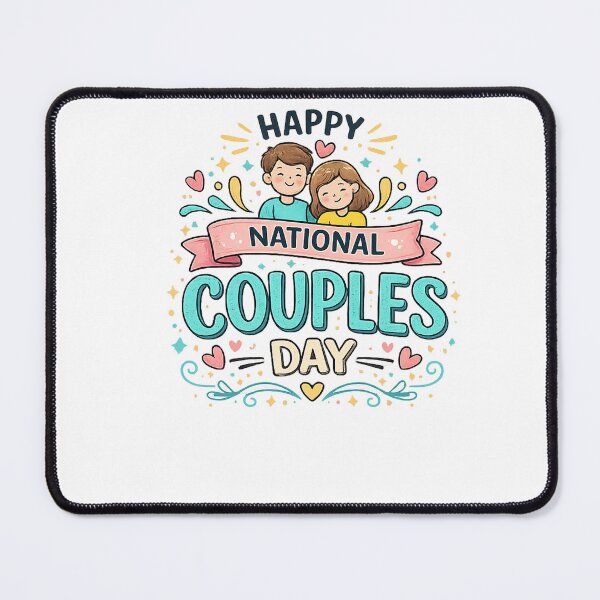 Item preview, Happy National Couples Day Cute Cartoon Couple Love Typography T-Shirt Design designed and sold by CreativeNest Prints.