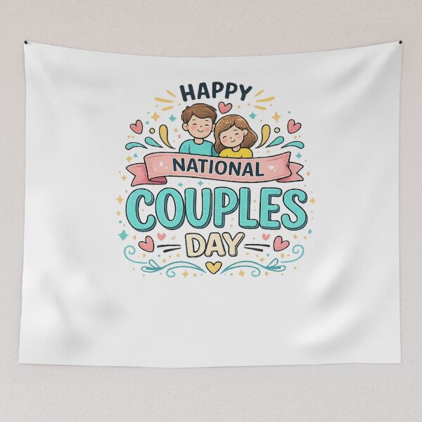 Item preview, Happy National Couples Day Cute Cartoon Couple Love Typography T-Shirt Design designed and sold by CreativeNest Prints.