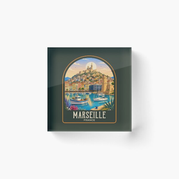 Item preview, Marseille Vintage Travel Illustration designed and sold by HomeLivingCo.