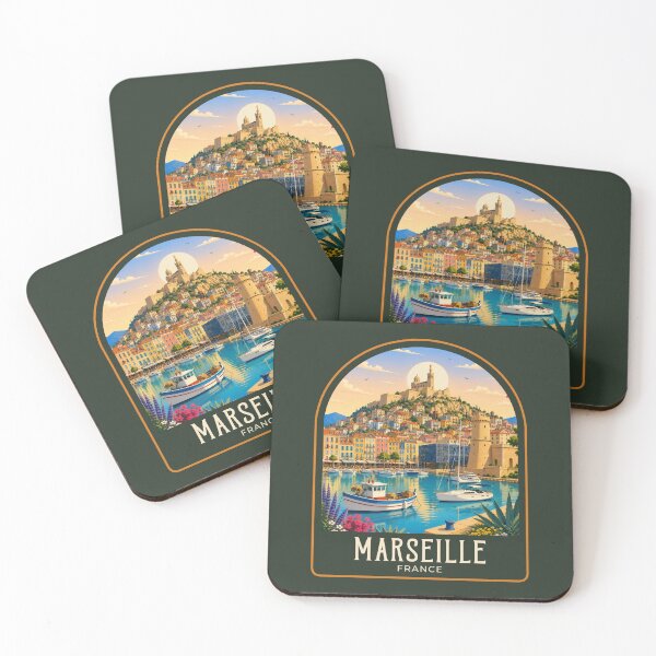 Item preview, Marseille Vintage Travel Illustration designed and sold by HomeLivingCo.
