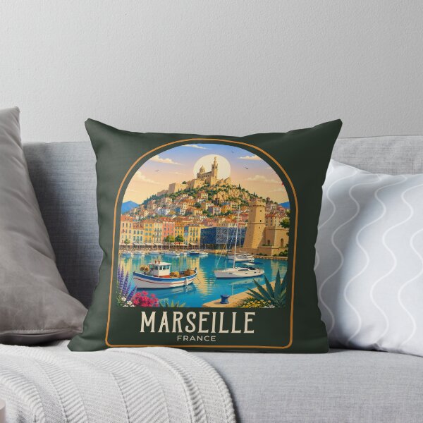 Item preview, Marseille Vintage Travel Illustration designed and sold by HomeLivingCo.