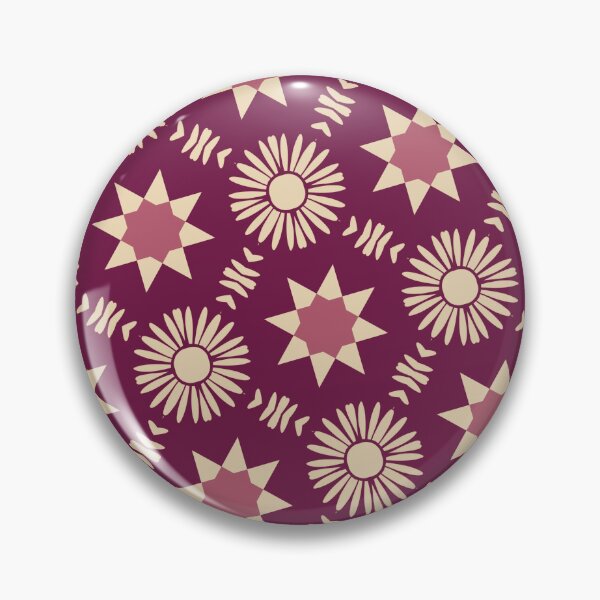 Item preview, Boho Floral and Star Geometric Pattern in Burgundy And Beige  designed and sold by SweetLilith.