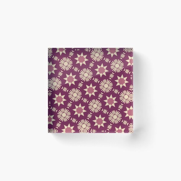 Item preview, Boho Floral and Star Geometric Pattern in Burgundy And Beige  designed and sold by SweetLilith.