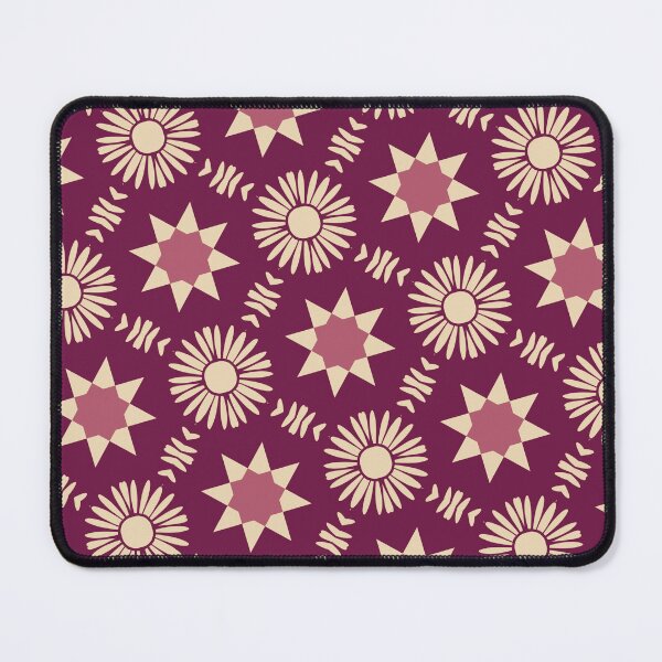 Item preview, Boho Floral and Star Geometric Pattern in Burgundy And Beige designed and sold by SweetLilith.