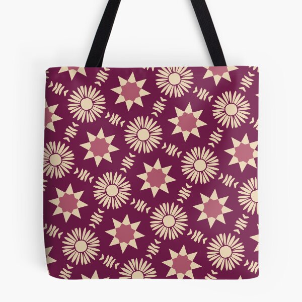 Item preview, Boho Floral and Star Geometric Pattern in Burgundy And Beige  designed and sold by SweetLilith.