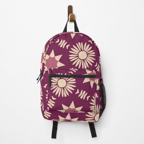 Item preview, Boho Floral and Star Geometric Pattern in Burgundy And Beige designed and sold by SweetLilith.