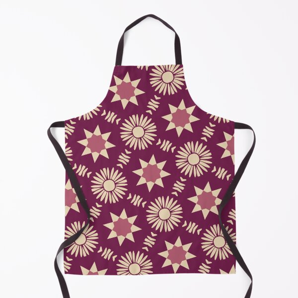 Item preview, Boho Floral and Star Geometric Pattern in Burgundy And Beige designed and sold by SweetLilith.