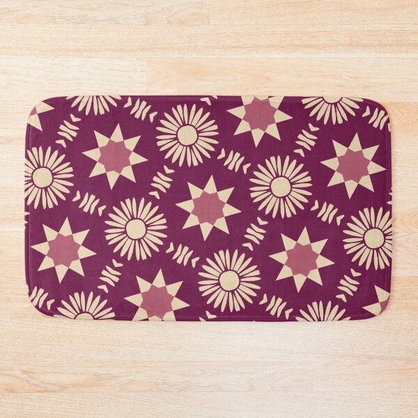 Item preview, Boho Floral and Star Geometric Pattern in Burgundy And Beige  designed and sold by SweetLilith.