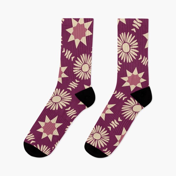 Item preview, Boho Floral and Star Geometric Pattern in Burgundy And Beige  designed and sold by SweetLilith.