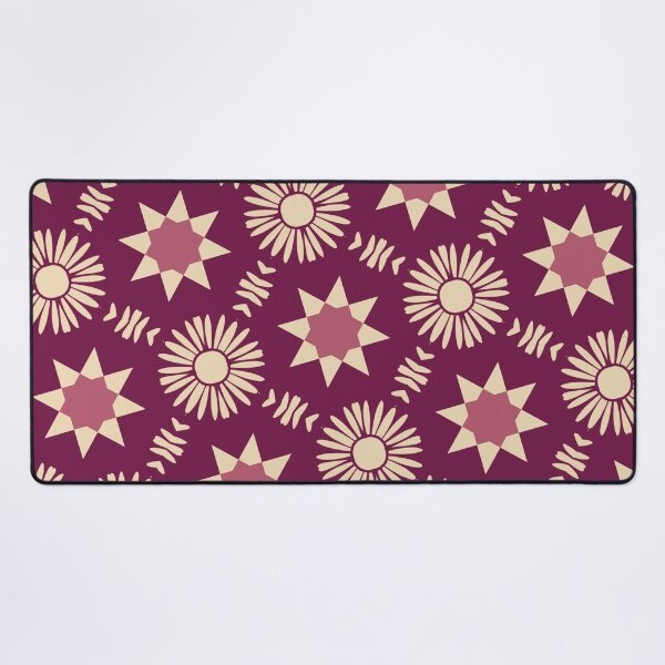 Item preview, Boho Floral and Star Geometric Pattern in Burgundy And Beige  designed and sold by SweetLilith.
