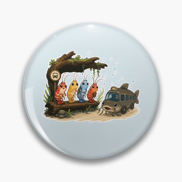 Item preview, Shrimp Bus Stop Sticker Cute Aquarium Shrimp Waiting for the Fish Bus designed and sold by SimplePoDesign.