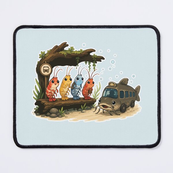 Item preview, Shrimp Bus Stop Sticker Cute Aquarium Shrimp Waiting for the Fish Bus designed and sold by SimplePoDesign.
