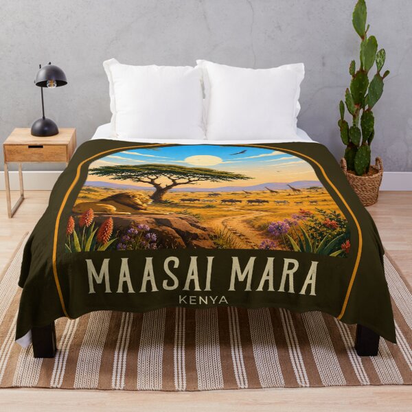 Item preview, Maasai Mara Vintage Travel Illustration designed and sold by HomeLivingCo.