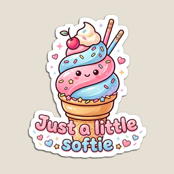 Item preview, Cute Kawaii Pink and Blue Soft Serve Ice Cream Cone Sticker designed and sold by BobaBunny76.