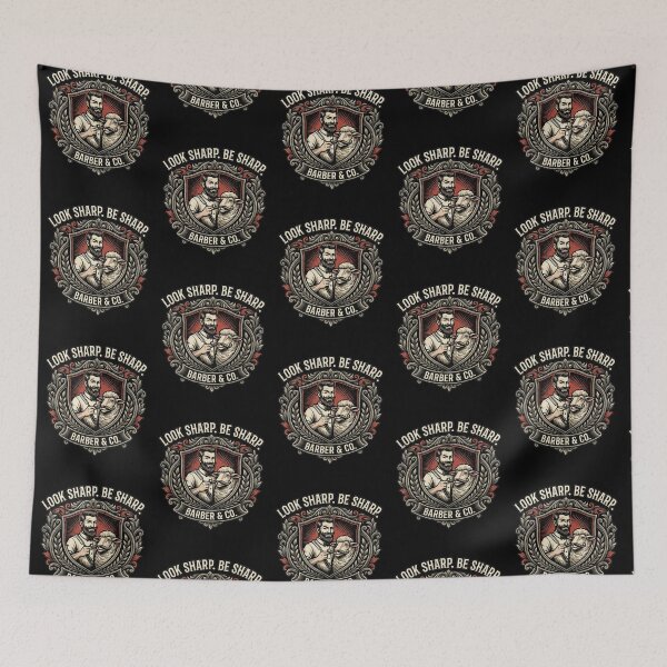 Item preview, Vintage Barber Shop Quote Look Sharp Be Sharp Hipster Sheep Design designed and sold by thoughtswear.