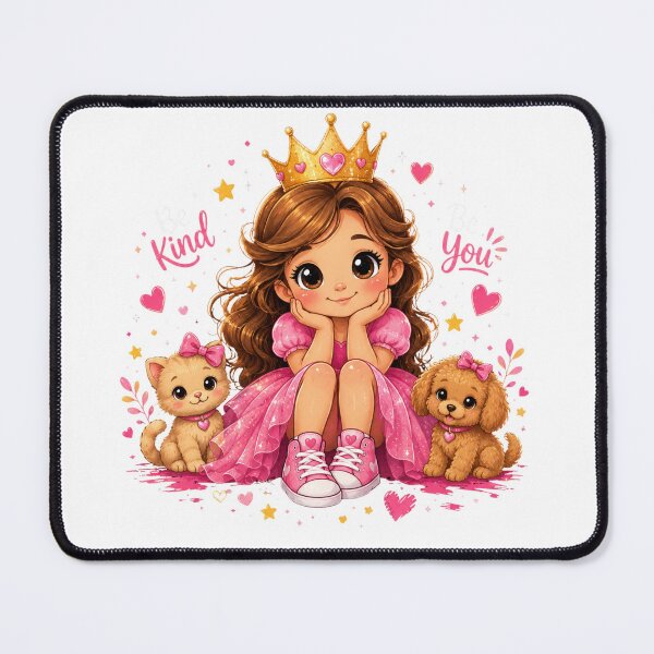 Item preview, Be Kind, Be You – Cute Girl with Kitten & Puppy Kids designed and sold by Mysthor-Designs.