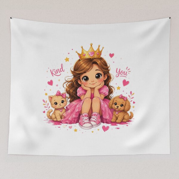 Item preview, Be Kind, Be You – Cute Girl with Kitten & Puppy Kids designed and sold by Mysthor-Designs.