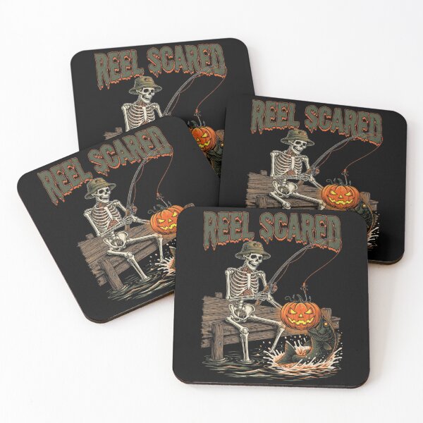 Item preview, Reel Funny Scared Halloween Fishing Skeleton Pumpkin Bass designed and sold by CF_VintageDesign.