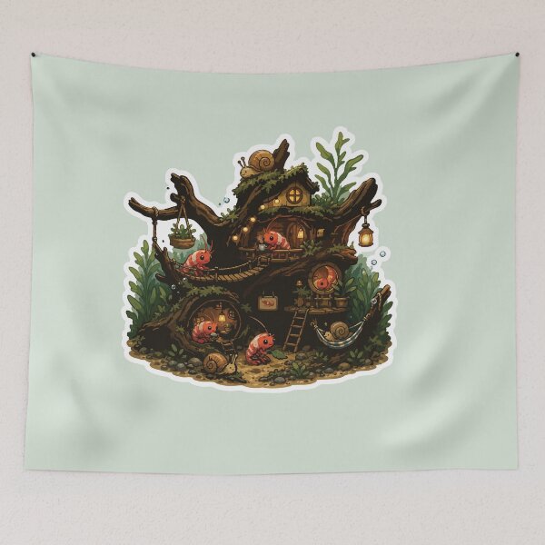 Item preview, Cozy Shrimp Treehouse – Cute Freshwater Aquarium designed and sold by SimplePoDesign.