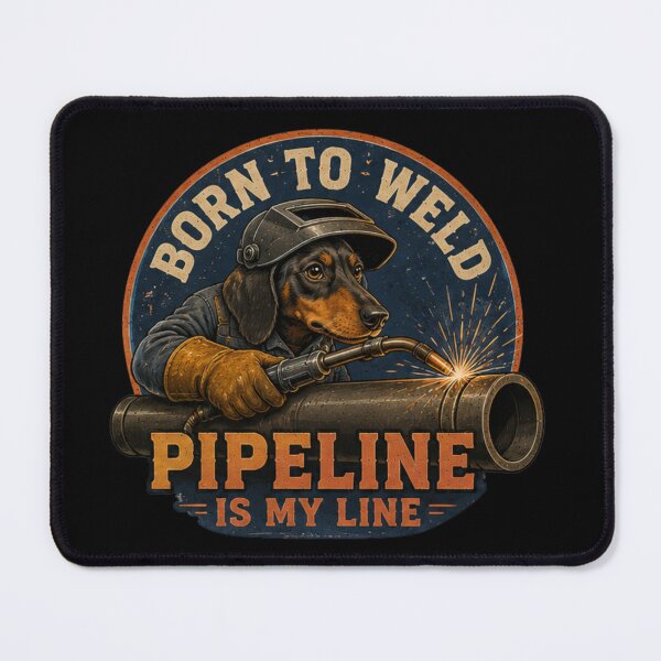 Item preview, Born to Weld Pipeline Is My Line Dachshund Pipe Welder Vintage Design designed and sold by RusticMeadow.