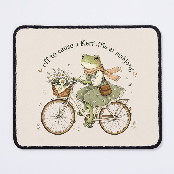 Item preview, Off to Cause a Kerfuffle Shirt, Funny Frog Riding Bike Graphic Tee, Mahjong Meme Shirt designed and sold by Sprinkle12345.