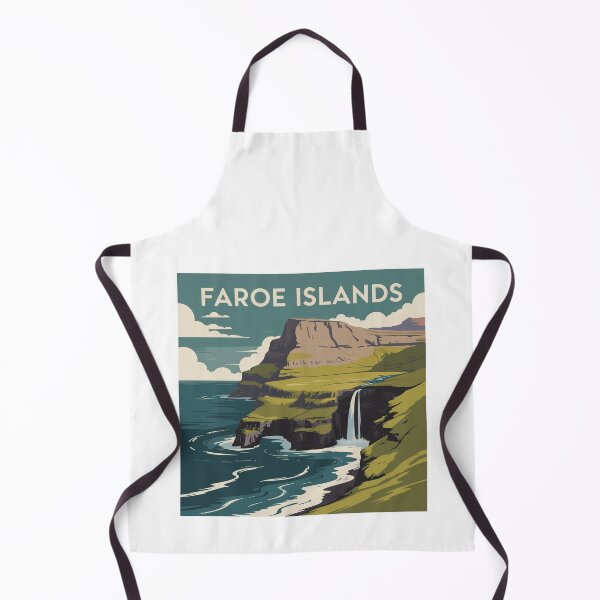 Item preview, Faroe Islands Waterfall Coast Retro Travel Poster | Mid Century Modern Nordic Landscape Wall Art designed and sold by Tamas Das.