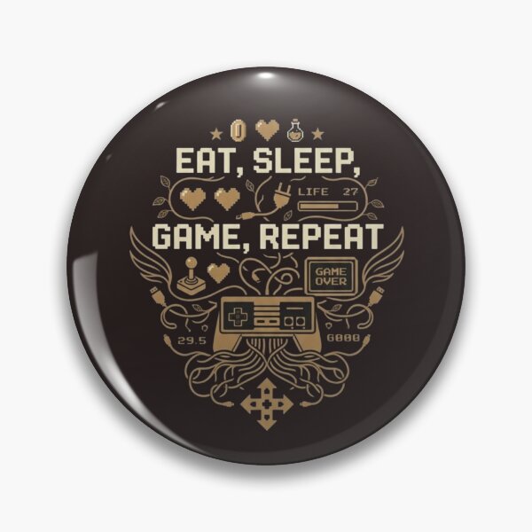 Item preview, Eat Sleep Game Repeat Retro 8-Bit Gaming Typography designed and sold by Dream Weave Studio.