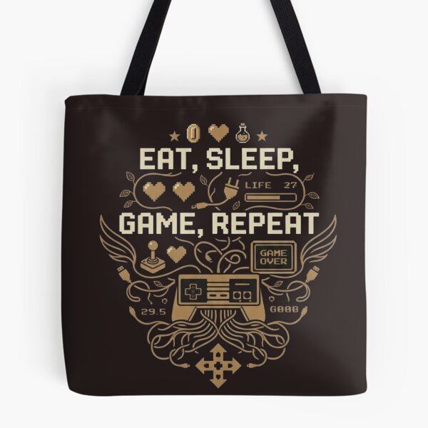 Item preview, Eat Sleep Game Repeat Retro 8-Bit Gaming Typography designed and sold by Dream Weave Studio.