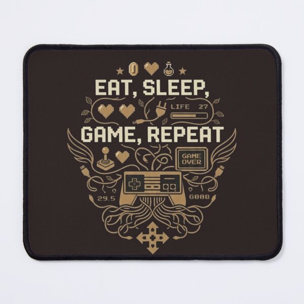 Item preview, Eat Sleep Game Repeat Retro 8-Bit Gaming Typography designed and sold by Dream Weave Studio.