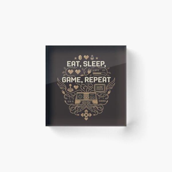 Item preview, Eat Sleep Game Repeat Retro 8-Bit Gaming Typography designed and sold by Dream Weave Studio.