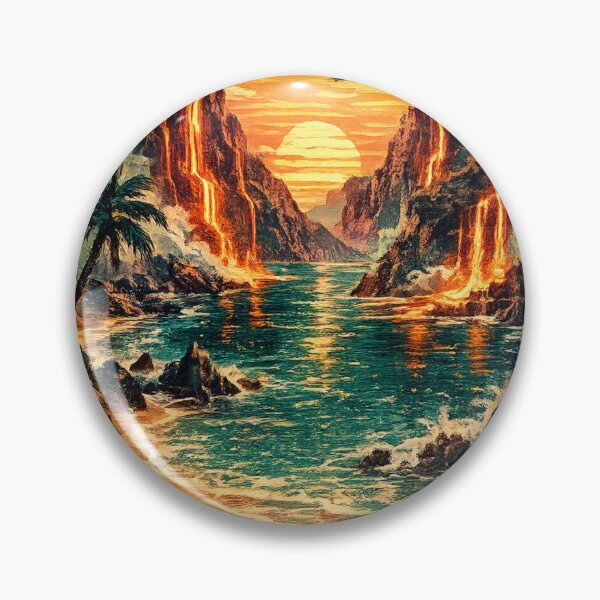 Item preview, Tropical Paradise with Lava Waterfalls and Exotic Birds designed and sold by irfanshikh.