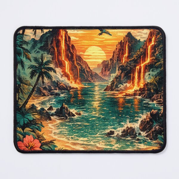 Item preview, Tropical Paradise with Lava Waterfalls and Exotic Birds designed and sold by irfanshikh.