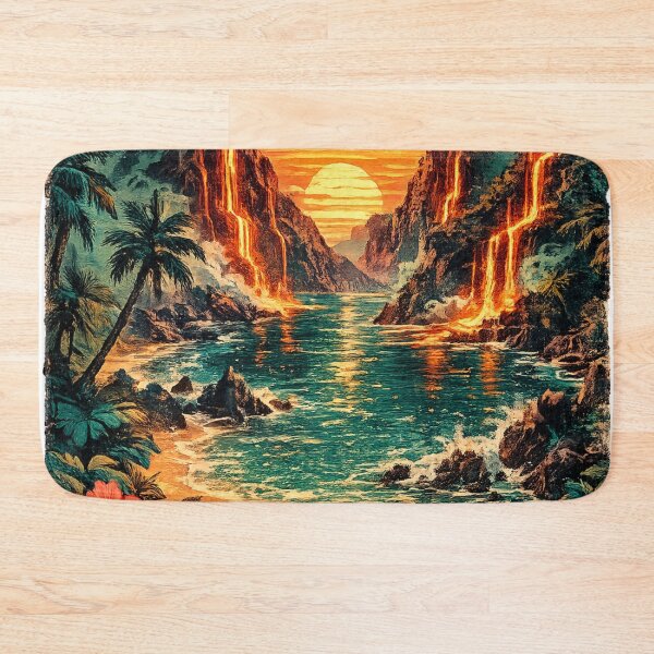 Item preview, Tropical Paradise with Lava Waterfalls and Exotic Birds designed and sold by irfanshikh.