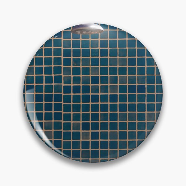 Item preview, Vintage Chrome Showerhead Against Blue Mosaic Tile Wall Closeup for Minimal Bathroom Interior Design designed and sold by Nmallia.